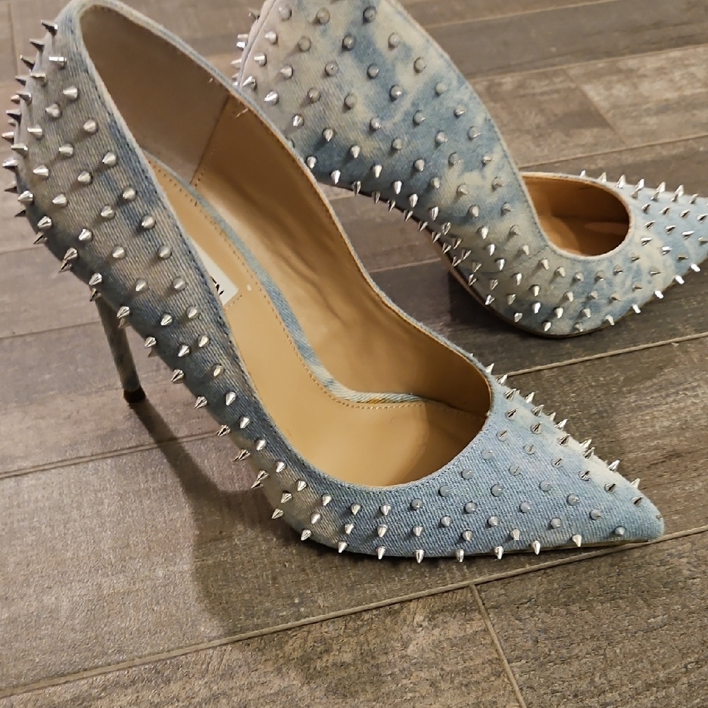 Steve Madden Vala Denim Studded/Spiked Heels